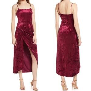 Saylor Cyndey Velvet Midi Dress in Wine Red, Medium